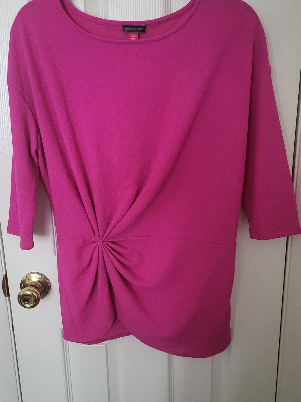 Vince Camuto Women's Bright Fuchsia Twist-Knot Tunic Size Medium T-051